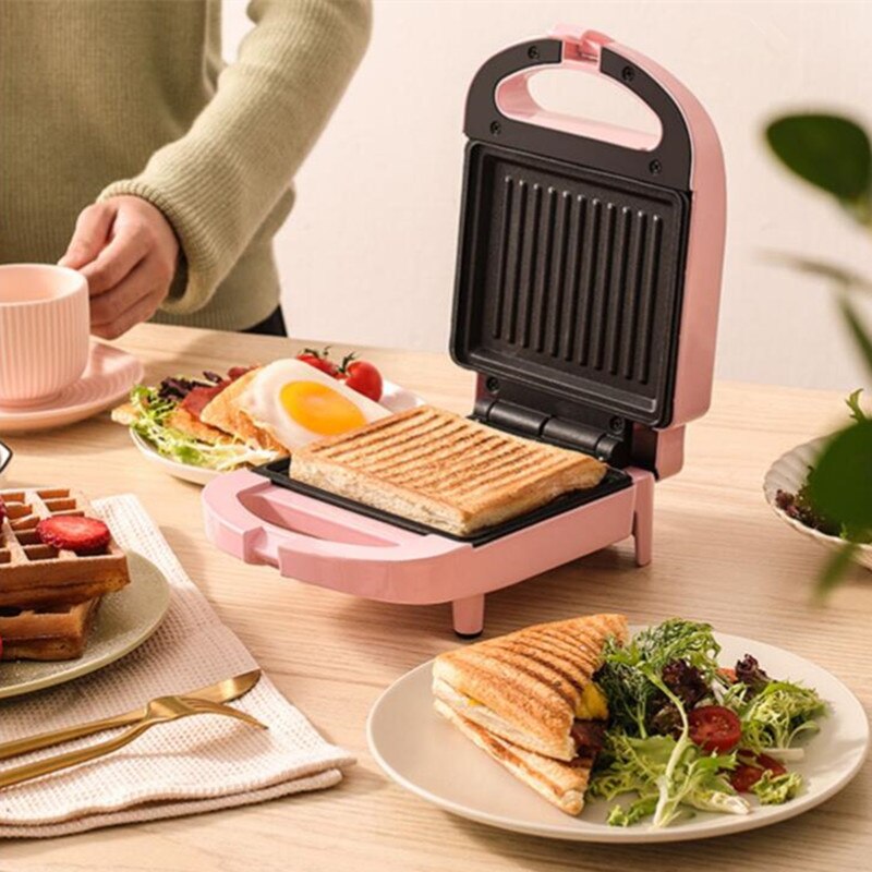 220V Household Electric Sandwich Maker Non-stick Breakfast Waffle Baking Pan Pot Pink/Red Color Available: 220V pink / AU