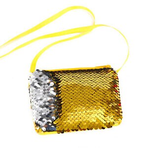 Kinderen portemonnee kinderen glanzend/bling pailletten kleine tas zak rits etui mini schouder crossbody handtas satchel: Geel