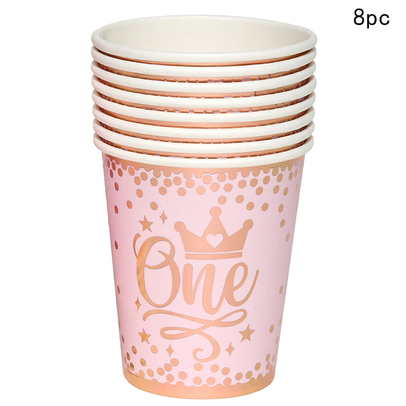 Pink One Birthday Crown Baby One Year Old Birthday Cheer First Birthday Rose Baby 1st Happy Birthday Party Decor Kids Girl Balon: iridescent