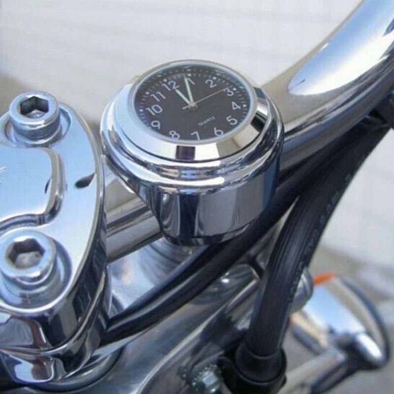Schokbestendig 7/8 \ "/1 \" Horloge Motorfiets Waterdichte Tool Zilver + Zwart 4.5*3.2 Cm Stuur aluminium Temp
