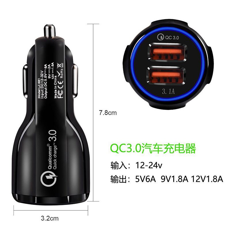 Gzsp 18W 3.1A Autolader Quick Charge 3.0 Universele Dual Usb Snel Opladen Qc Voor Iphone Samsung Xiaomi Mobiele telefoon In Auto