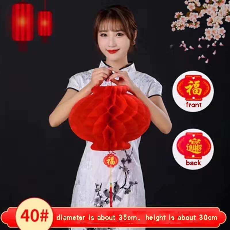 Chinese Year Decoration Party Outdoor Lantern Wedding Waterproof Red Plastic Paper Lanterns Traditional Festival Home Decor: 10pcs-40