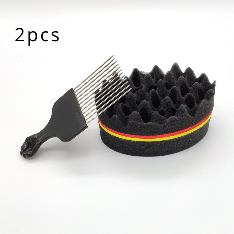 Cepillo de pelo ovalado de doble cara, cepillo de esponja mágico para bobina Afro Natural, cepillos de esponja para rastas, trenzas de cabello trenzado: Gris claro