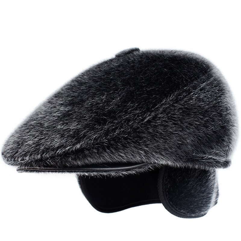 Hiver hommes chapeaux bérets casquettes pour hommes décontracté casquette chaude classique Vintage Imitation vison fourrure béret chapeau