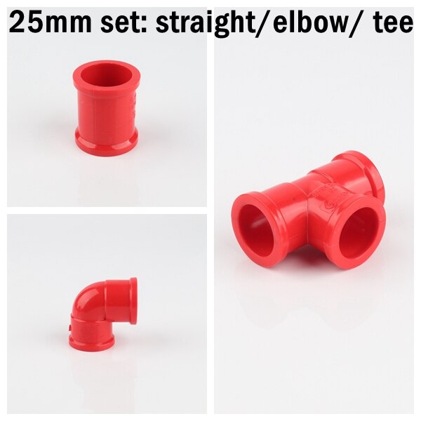 50cm Long Outer Dia 20~50mm Home Garden Irrigation System UPVC Tube Aquarium Tank Fittings Water Supply Connectors Red PVC Pipes: 25 set