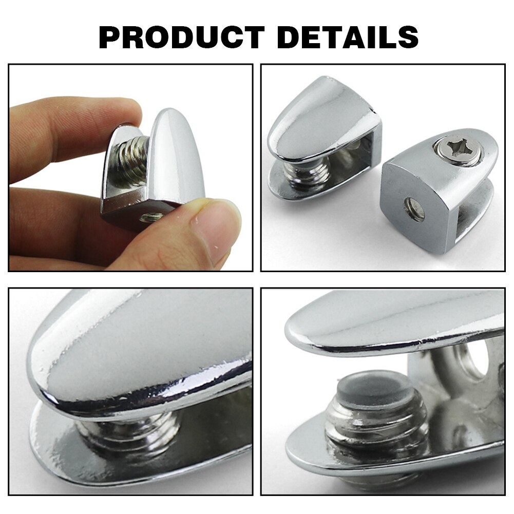 10pcs Zinc Alloy Glass Clamp Balustrade 8 To 10mm Adjustable Anti Corrosion Home Easy Install Handrails Flat Back Staircase