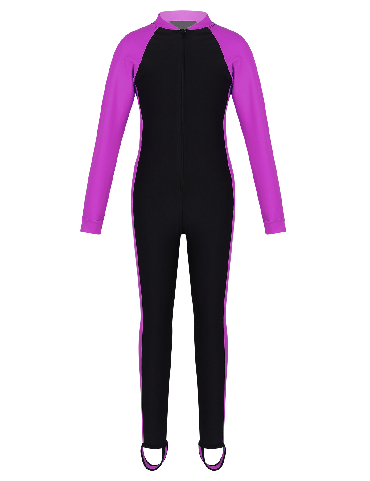 Childrens Swimwear Wetsuits Kids Girls Boys Foot Stirrups Long Sleeves Rash Guards Wetsuit for Water Sports Child Bathing Suit: Rose Red / L