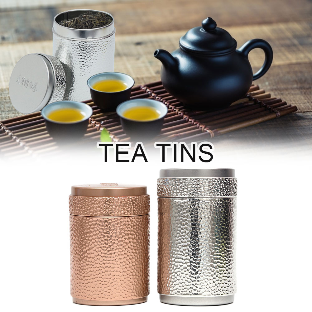 Tea Tin Canister with Airtight Lid Tinplate Tea Containers for Loose Leaf Coffee Sugar Household Metal Food Tea Storage Jar