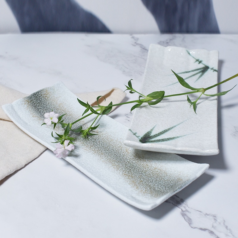 Hvid japansk stil keramiske sushi tallerkener tallerkener tallerkener håndlavet hede porcelæn middag dessert tærte tallerkener bulk service