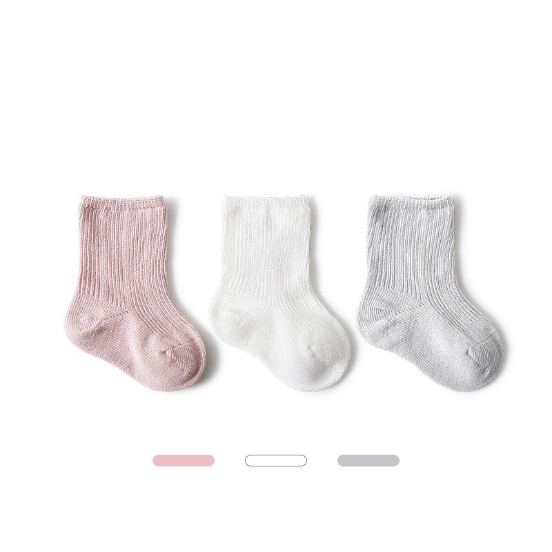 Lawadka 3 Paare/los Einfarbig Frühling und Herbst Socken Für Neugeborene Atmungsaktive Baumwolle Art Socken Für Jungen Mädchen Dünne Socken