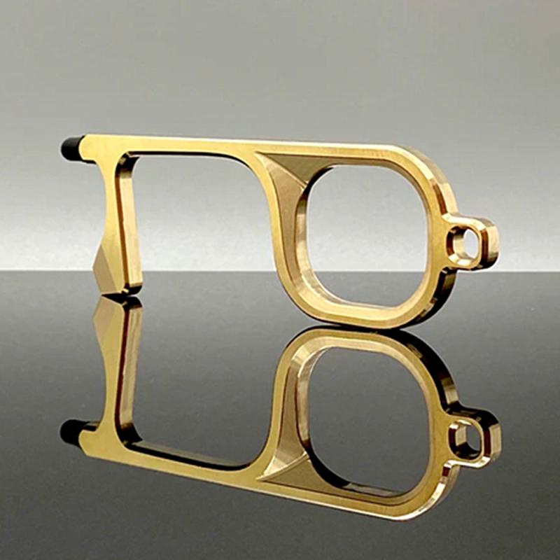 1Pcs Contactloze Deur Opening Tool Bier Trigger Touch Screen Sleutelhanger Koper Aluminiumlegering Contactloze Deur Opener Sleutelhanger