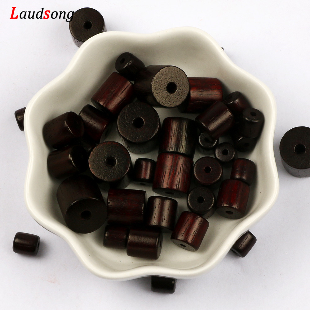 Cuentas de madera de sándalo cilíndricas naturales, espaciador de 6/8/10/12mm, cuentas de madera sueltas para fabricación de joyería, pulsera, accesorios DIY