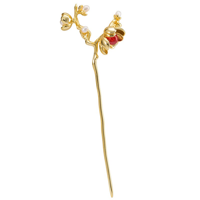 Horquilla de flor de Granada de plata de ley s925, tocado de pelo de disco nupcial, temperamento dulce, perla, estilo antiguo, accesorios Hanfu