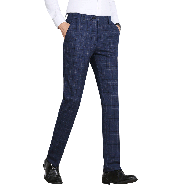 Höst herr randiga rutig kostym byxor stor storlek 29-38 business casual herr byxor