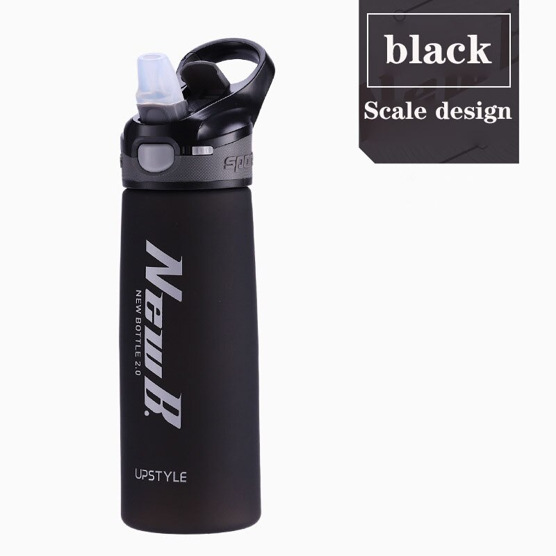 Tritan plastic water bottle for drinking sports Waterbottle with straw portable Drinkware bottle 750ml 600ml Leakproof BPA free: 750ml / black Water bottle