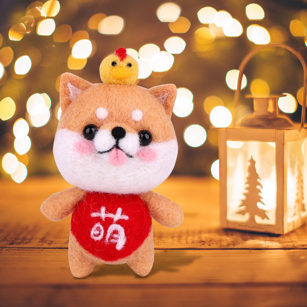 Felt DIY Package Poked Dog Doll Wool Felt Craft DIY Needle Material Kit Non Finished Handmade Toy Felt DIY Craft Suit