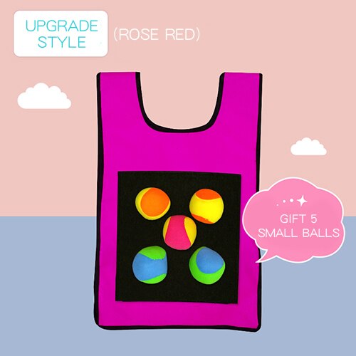 Ruizhi Children Throwing Game Vest Kindergarten Sticky Ball Vest Parent-Child Interaction Outdoor Game Sense Training RZ1003: 5 balls rose red