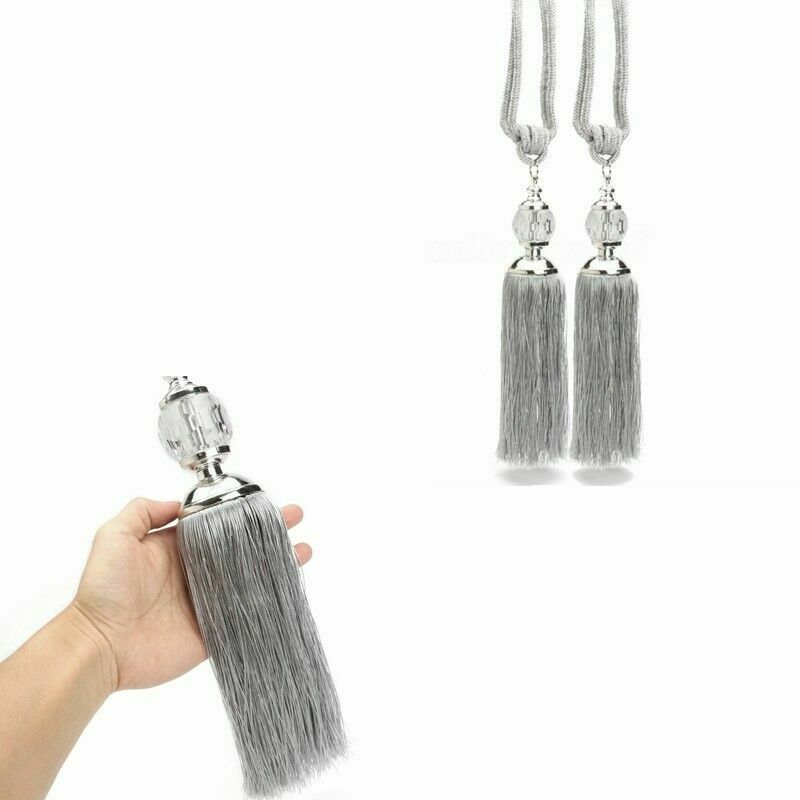 Rideaux à crochets en corde avec pompons | 2 pièces, ceintures suspendues, cordes, décoration en boules de cristal, fournitures pour rideaux de fenêtre