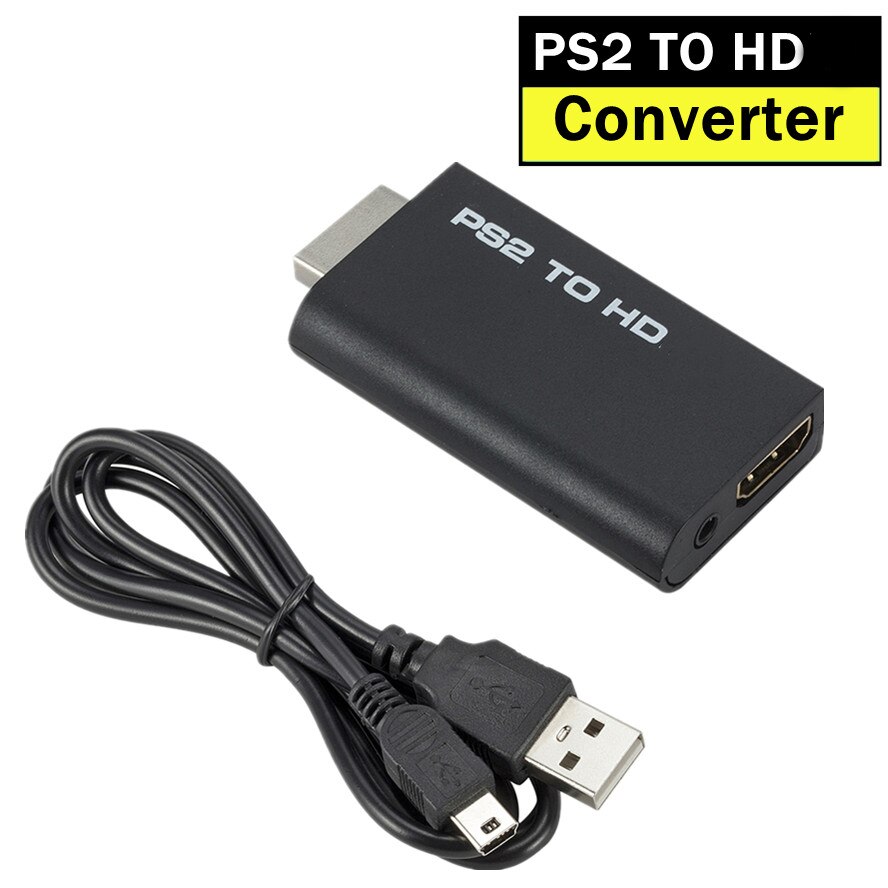 Hdmi-Compatibel Adapter Voor PS2/Wii Naar Computer Laptop/Desktop, Hdtv, Monitor, display Converter, Met 3.5Mm Jack, Ondersteuning 1080P: for PS2 Black