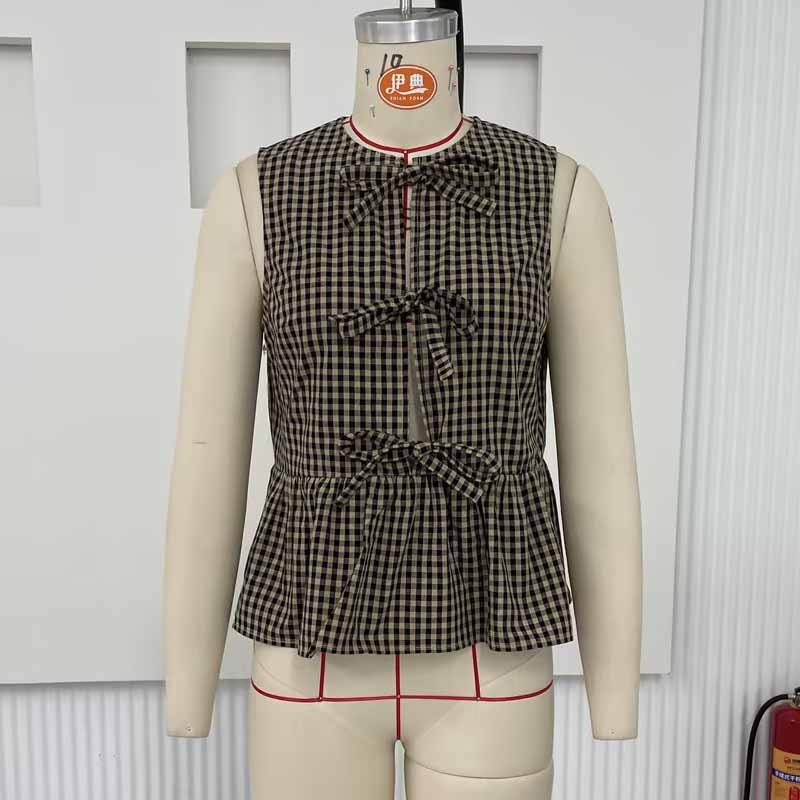 Women Tie Front Peplum Tank Tops Y2K Sleeveless Lace Up Ruffle Hem Babydoll Vest Shirts Cute Summer Going Out Crop Tops