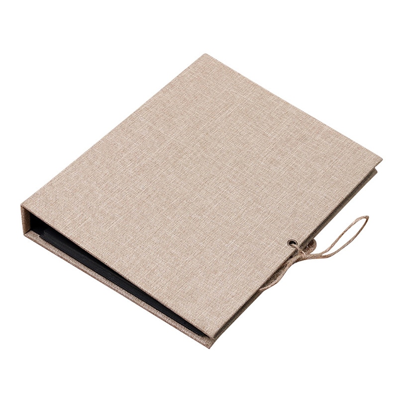 Linen DIY Craft Card Scrapbook Simple Photo Albums Loose Leaf with Rope Strap Home Decor 30 Pages Picture Album(Brown)