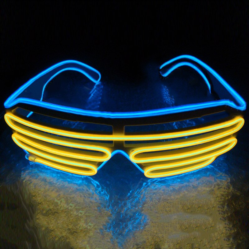 LED Sunglasses Flashing EL Wire Luminous Light Up Neon Glasses Costumes Party Decorative Lighting Activing Props Y