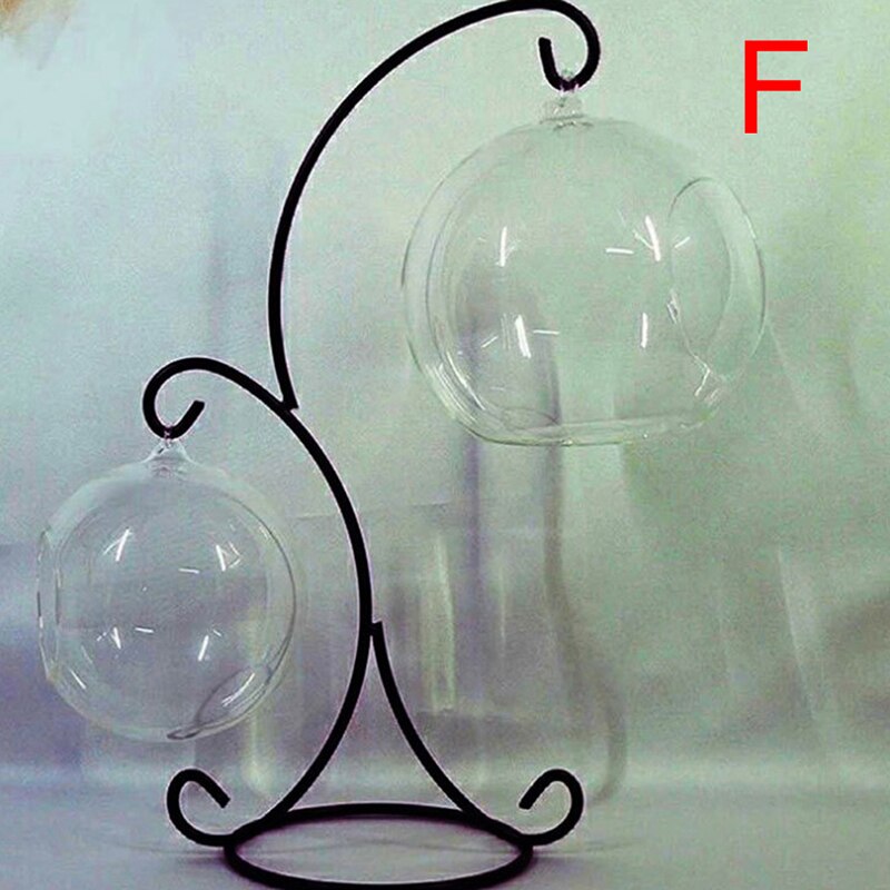 Heart/Moon Shaped Iron Hanging Holder Plant Glass Vase Stand Micro Landscape Decoration Bottle Holder ~: F