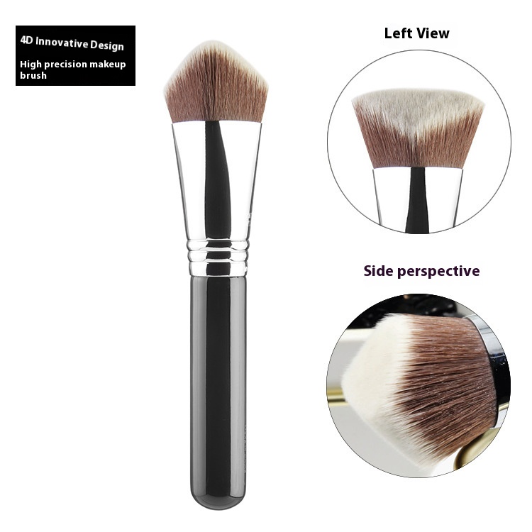 Pinceau de maquillage Kabuki pour fond de teint, pinceaux cosmétiques végétaliens, simple et grand, triangle incliné, carré et conique, luxe et de: Argent