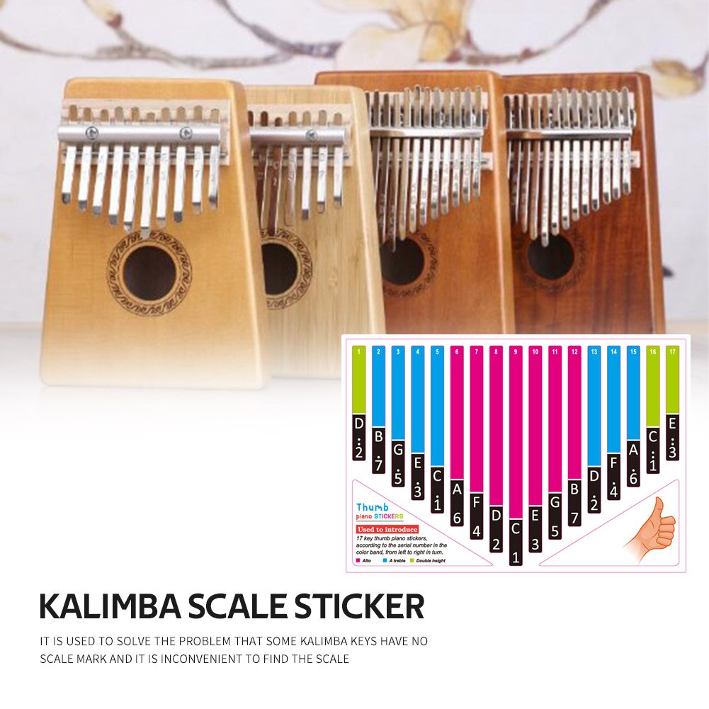 1 pçs kalimba escala adesivo polegar dedo piano nota chave adesivos para iniciante aprendiz percussão instrumento musical acessórios