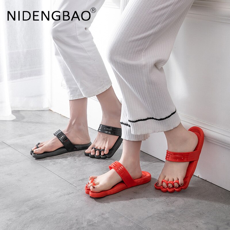 Kobiety sandały moda pięć palców mężczyźni pantofel lato antypoślizgowe domu łazienka odkryty klapki plażbyć winnym para trzepnięcie brzdęknięcie wygodne