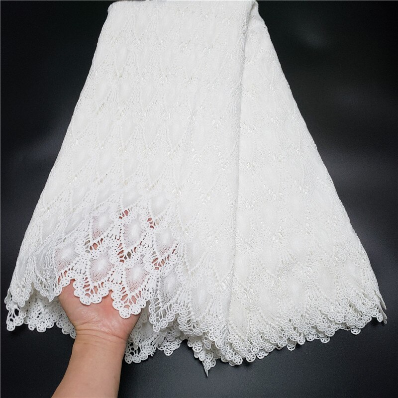 Tela de encaje de guipur blanco puro, suave, amigable con la piel, cordón bordado africano, Nigeriano para vestido de , NN821-x: Shell design1.35kg