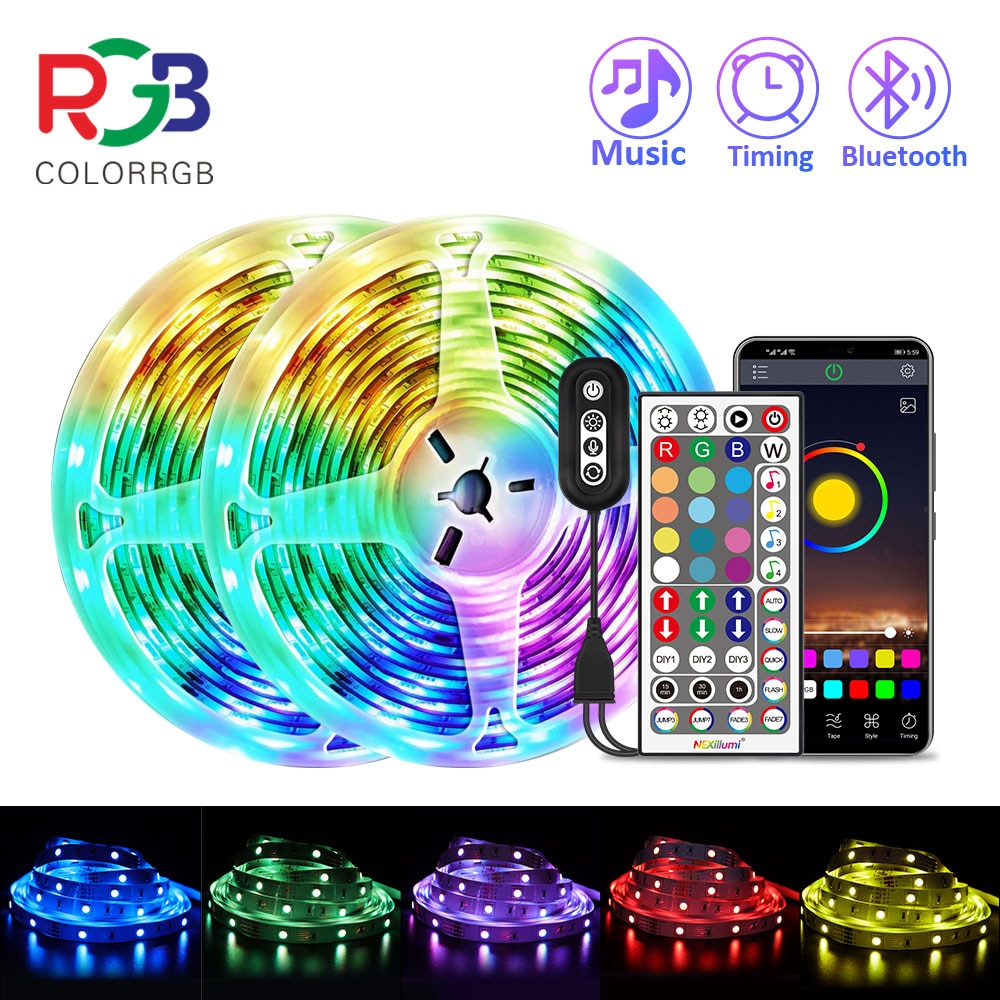 Colorrgb, Led Light Strip, Muziek Gesynchroniseerd Kleur Veranderende RGB5050, Telefoon App Afstandsbediening, led Licht Touw 6M 12M 15M