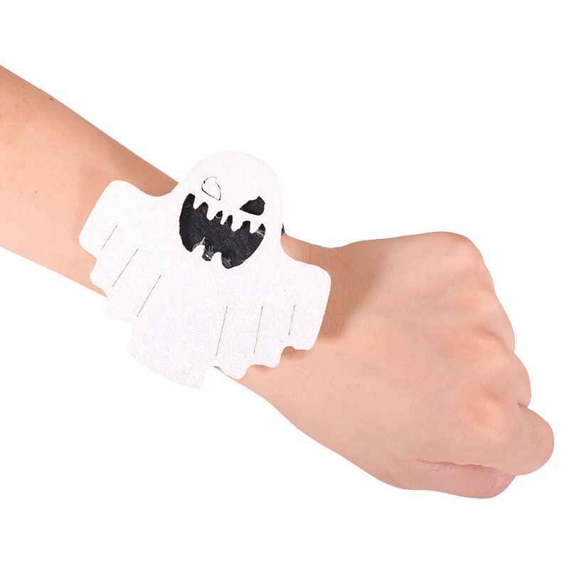 1 pièces Halloween chauve-souris citrouille araignée blanc fantôme noir fantôme tête de crâne Snap anneau Bracelet fantôme Festival fête décoration: 01