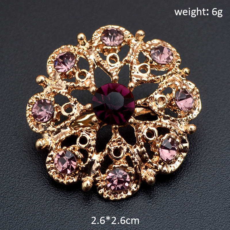 Broche Pin 25 Kleuren Vintage Kleurrijke Crystal Gold Bloemen Rhinestone Broche Pin Badge Diy Strass Accessoires Party Bruiloft