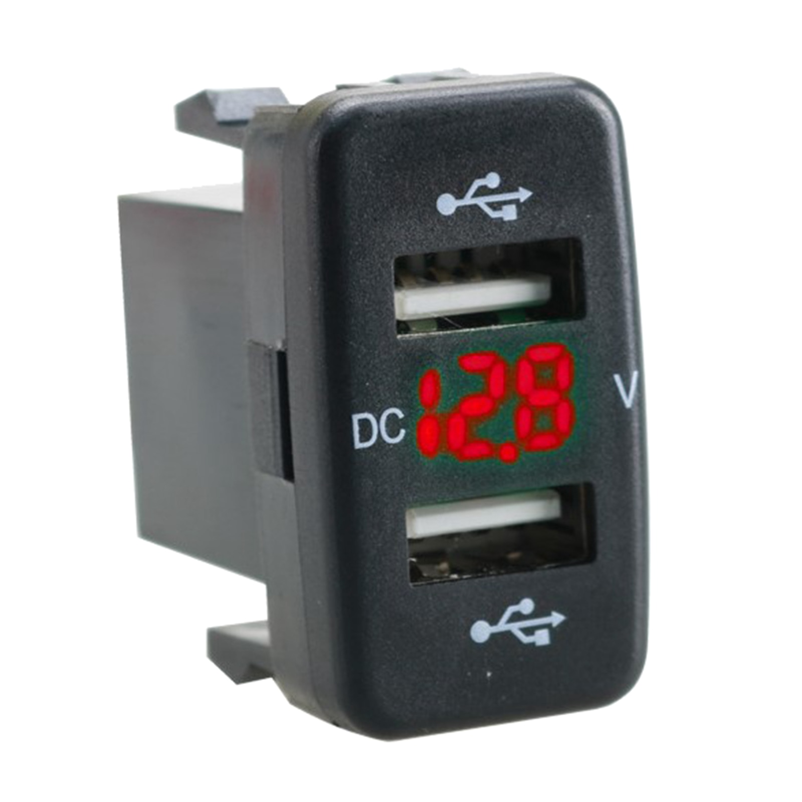 Dual USB Car Charger Socket, Voltmeter USB Power Outlet Boat USB Charging Port Fused for Toyota