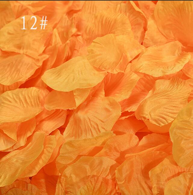 Champagne rosenblade 1000 stk/parti bryllup tilbehør fest hjemmepynt polyester kunstige blomster kronblade de rose  sr01: Orange