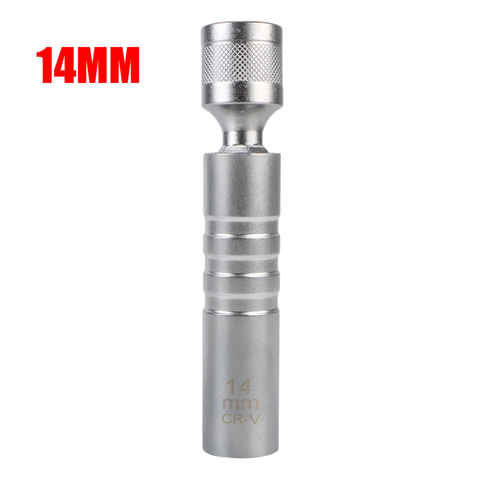 14mm 16mm With Magnetic Thin Wall Universal Joint Spark Plug Socket 12 Angle Flexible Socket Wrench Car Repair Tool: black