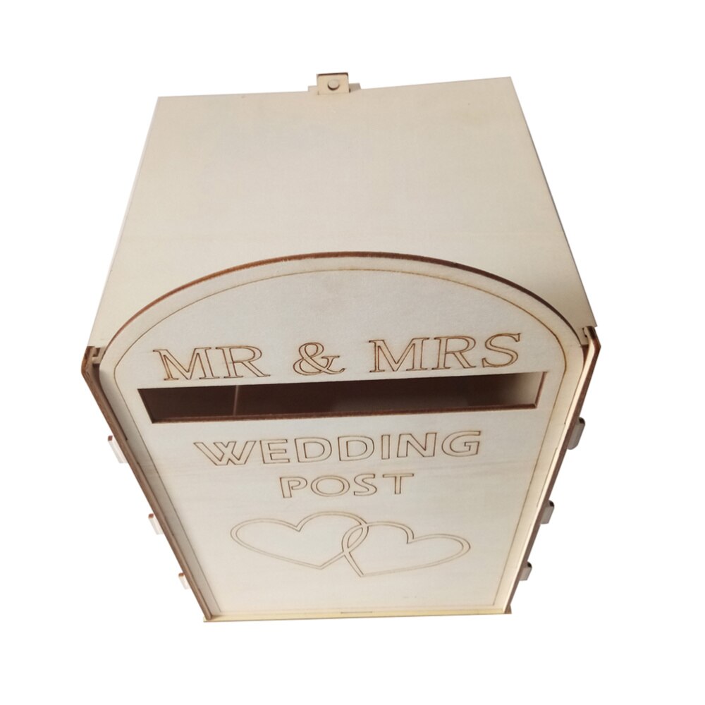 Caja de madera de boda, buzón de correo rústico, soporte de tarjeta de , adornos artesanales, SUMINISTROS DE BODA (con una llave)