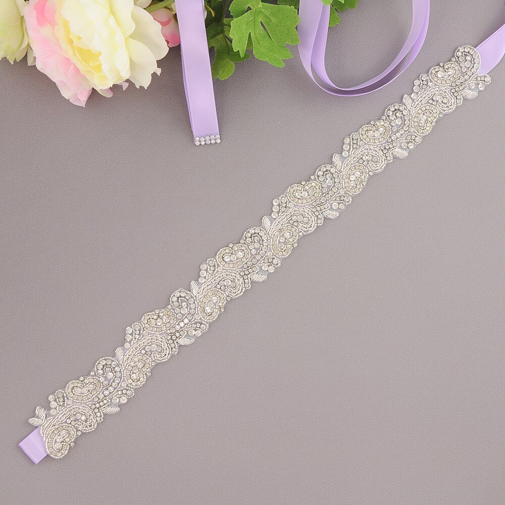 ZMS365 Braut Zubehör Hochzeit Gürtel Braut Gürtel Hochzeit Zubehör Mariage Schärpe Gürtel für Abendkleider Brautjungfer Gürtel: Lavendel