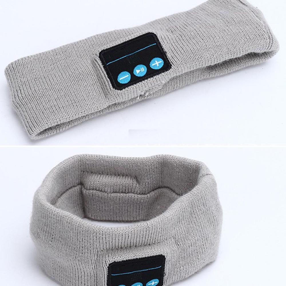Bluetooth Music Headband Knits Sleeping Headwear Headphone Speaker Headset Stereo Music Hands-free For Running Jogging: gray white