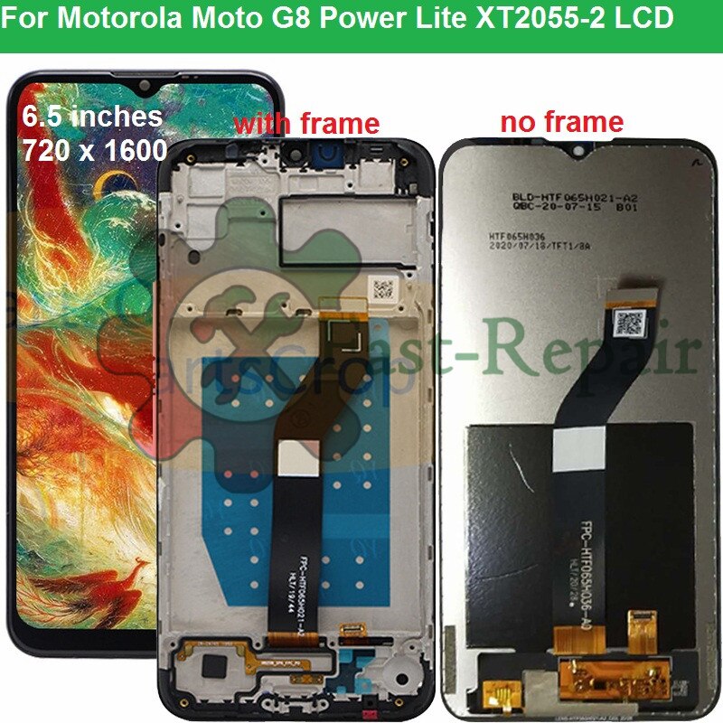 6.5 & #39 ;& #39 ;original für motorola moto  g8 power lite lcd  xt2055-2 display touchscreen digitizer für moto  g8 power lite lcd mit rahmen