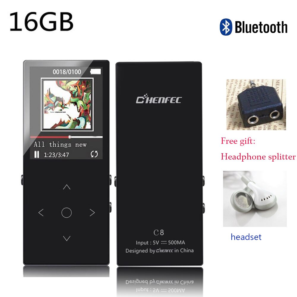 CHENFEC MP4 Player with Bluetooth 4.0 Upgraded K8 Media Music 16GB Mp4 Player Support Video Playback FM Radio Recordings Walkman: Default Title