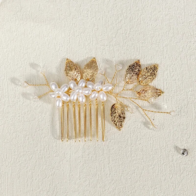 Peineta para el pelo de novia con perlas de cristal, tocado con diamantes de imitación, pinza para el pelo para novia, diademas, accesorios, joyería