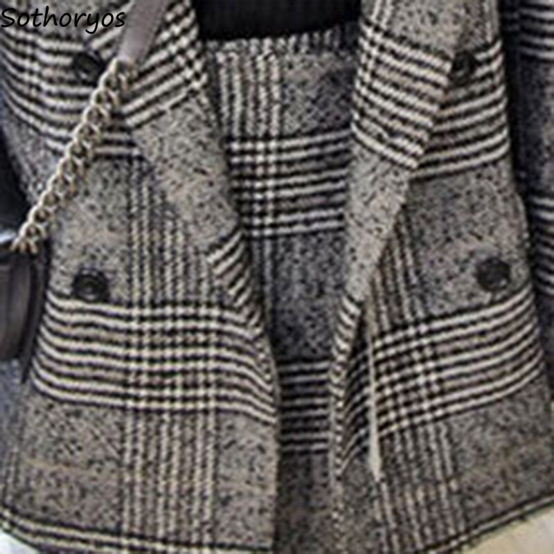 Blazere kvinder hak plaid enkel matchende retrolommer fritid slank blazer dame koreansk stil chic dametøj
