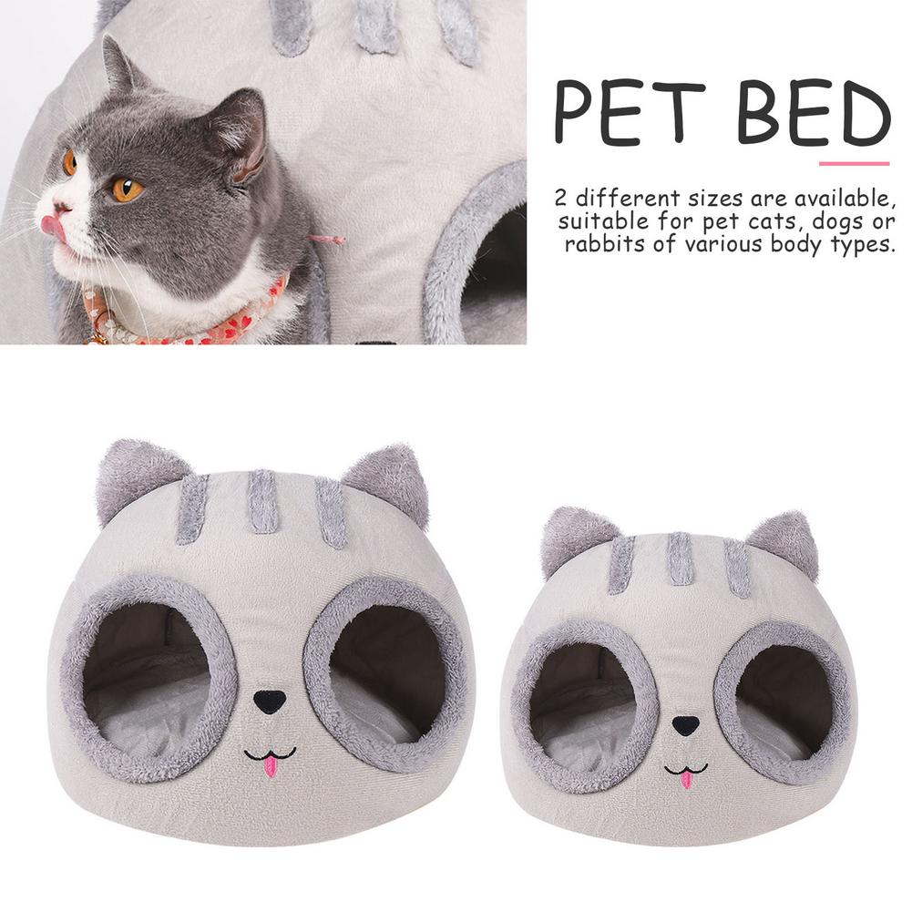 Cat Bed Cave Soft Covered Cat Bed Cat Head Shaped Pet Kitten Hut Cat Head Kennel Semi-closed Thick Warm Pet Kennel Pet Supplies