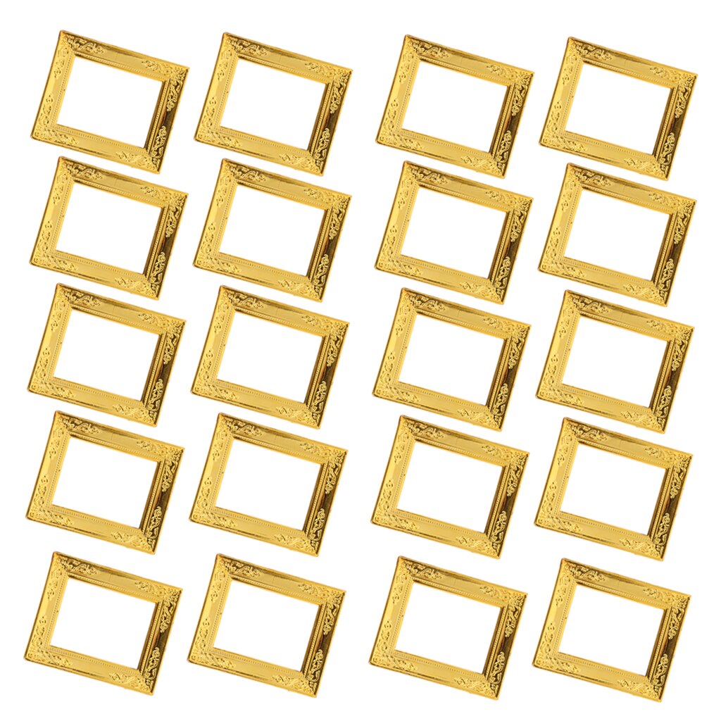 20Pcs 1:12 Dollhouse Miniatuur Gold Vintage Rahmen Fotolijst Muur Ornament