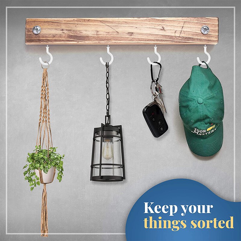 Vinyl Coated Ceiling Hooks Multipurpose Screw Hooks and S Shaped for Hanging Plants, Cups, Utensils, Lights and Stuff