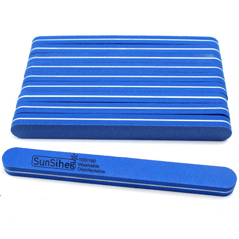 60Pcs Nail Files Nail Buffer 100/180 Double Side Grit Buffing Sanding Nail Makeup Tools Spong Nail File Women Salon: 60PCS-blue