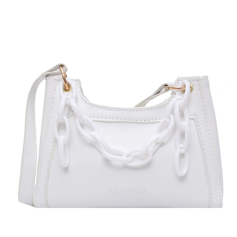 French Underarm Bag Texture Popular Women's Bag Style Non-Mainstream One-Shoulder Baguette Bag YUBAI: Creamy-white