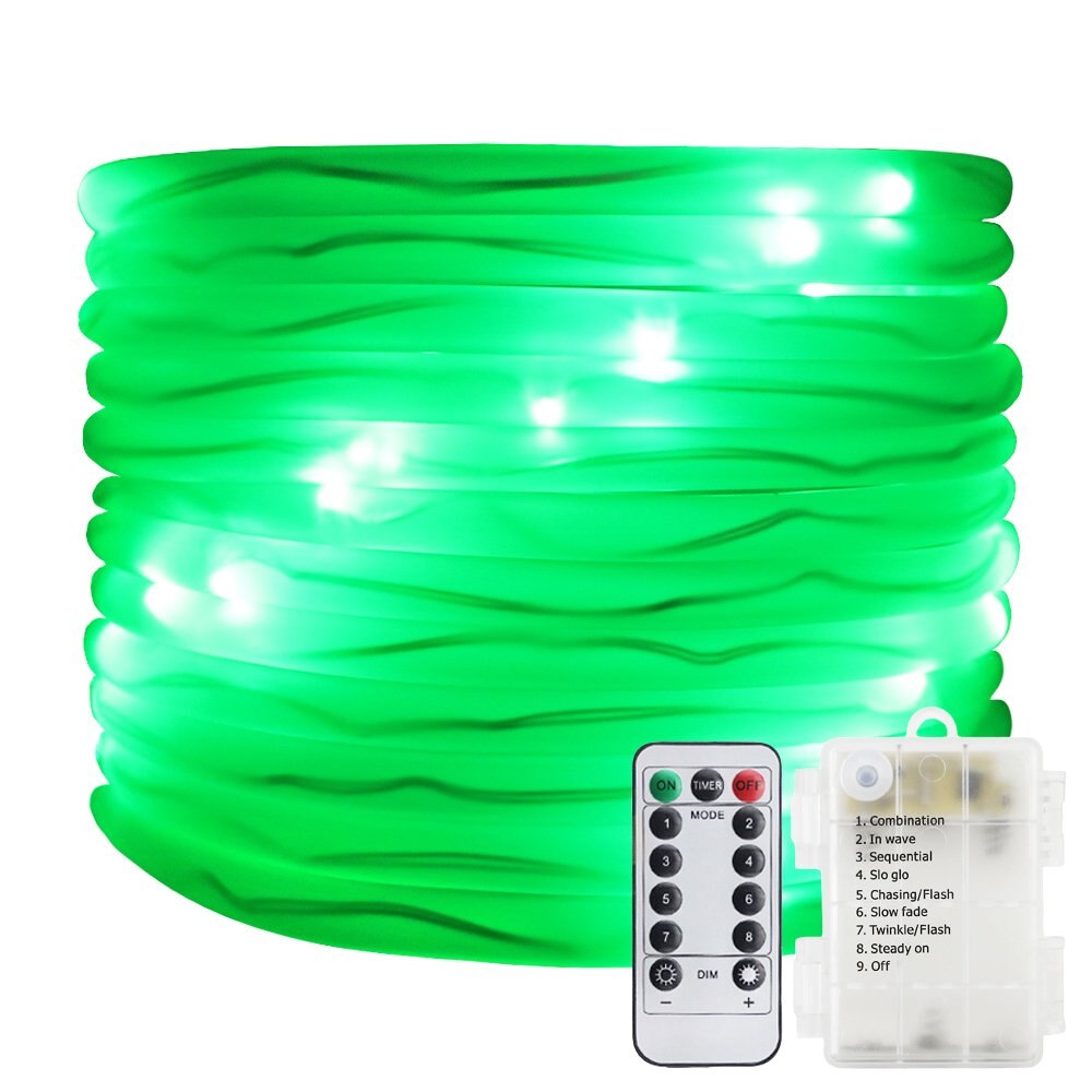 Led-köysiputkivalosarja 5m 10m ulkokäyttöön tarkoitettu jouluvalonauha kuparilangasta valmistettu keijuvaloseppele tee-se-itse-puutarha-aidan juhlakoristeeseen: Vihreä / 10m 100 ledit